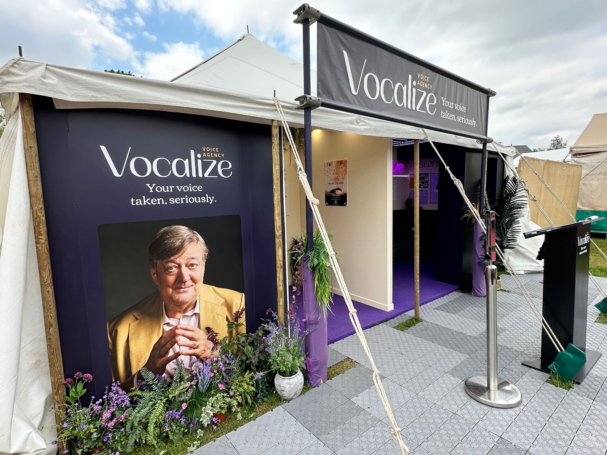 Hay Festival tent with patrons